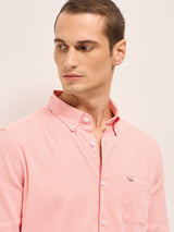 Men's Pink Casual Slim Fit Solid Full Sleeves Shirt