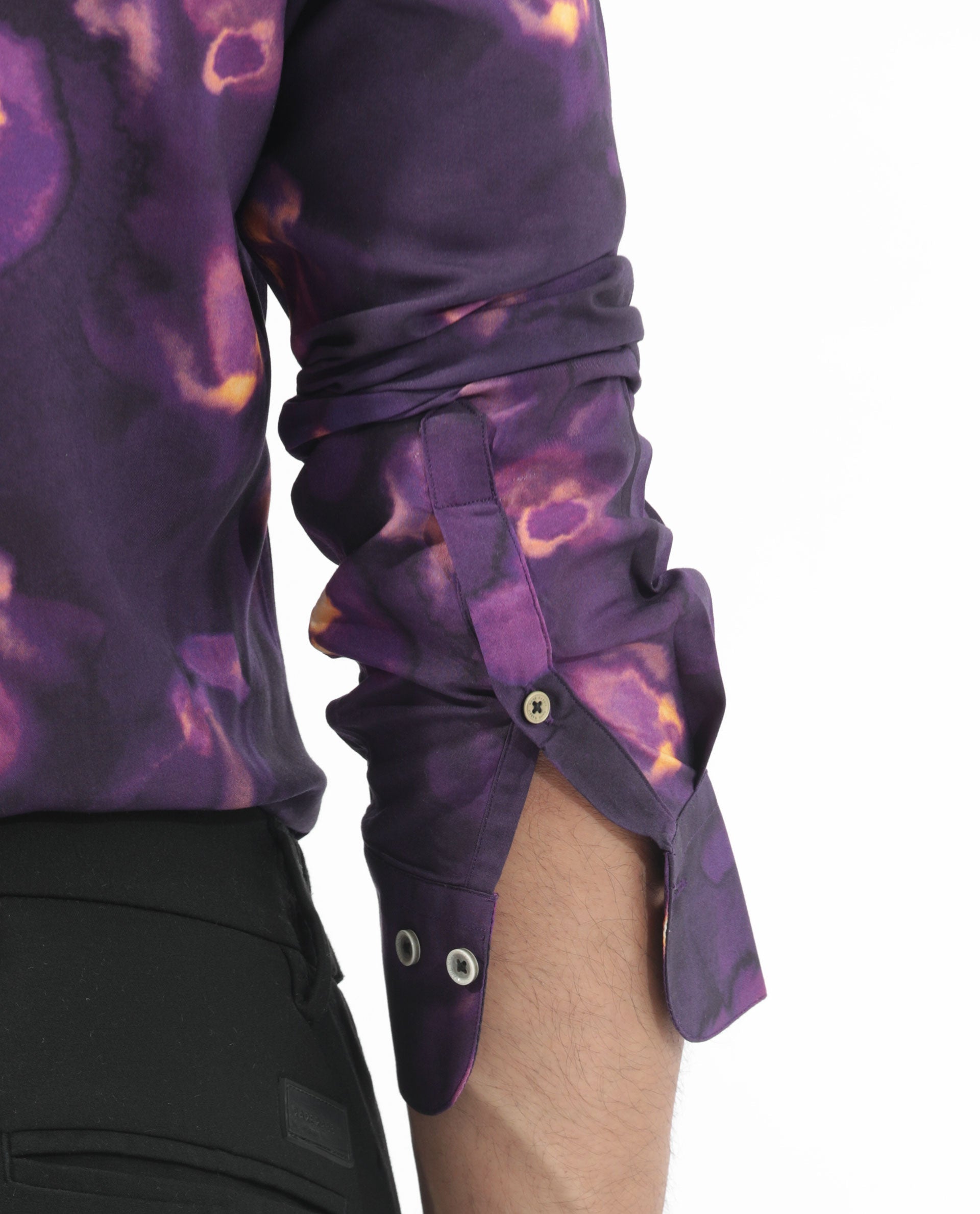 Men's Purple Casual Regular Fit Printed Full Sleeves Shirt