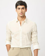 Men's White Casual Regular Fit Solid Full Sleeves Shirt