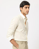 Men's White Casual Regular Fit Solid Full Sleeves Shirt