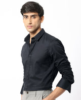 Men's Black Casual Regular Fit Solid Full Sleeves Shirt