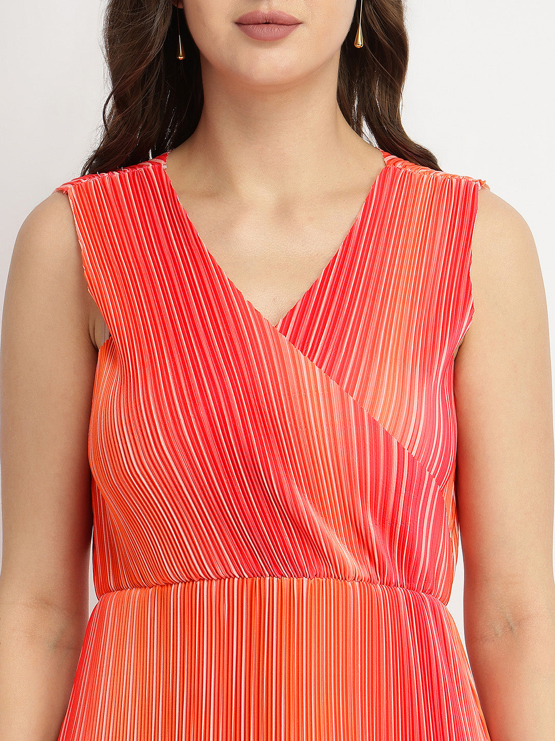 Women's Pink Party Printed Below Knee Dress