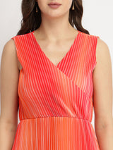 Women's Pink Party Printed Below Knee Dress