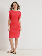 Women's Red Casual Striped Above Knee Dress