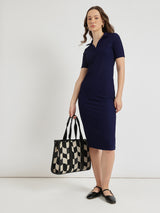 Women's Blue Casual Solid Below Knee Dress