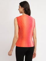 Women's Pink Party Striped Regular Fit Sleeveless Top