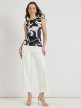 Women's Black Party Printed Regular Fit Sleeveless Top