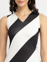 Women's Black Casual Striped Regular Fit Sleeveless Top