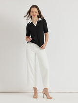 Women's Black Casual Solid Half Sleeves Tshirt