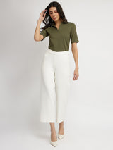 Women's Green Casual Solid Half Sleeves Tshirt