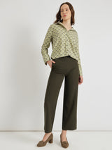 Women's Green Casual Printed Regular Fit Full Sleeves Shirt
