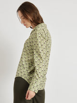 Women's Green Casual Printed Regular Fit Full Sleeves Shirt