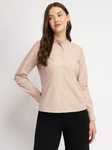 Women's Pink Casual Solid Regular Fit Full Sleeves Shirt