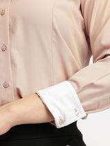 Women's Pink Casual Solid Regular Fit Full Sleeves Shirt