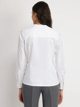 Women's White Casual Solid Regular Fit Full Sleeves Shirt