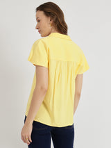 Women's Yellow Casual Solid Regular Fit Sleeveless Shirt