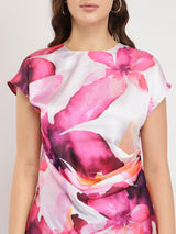 Women's White Casual Printed Regular Fit Half Sleeves Top