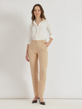 Women's Beige Work Solid Skinny Fit Non-Stretchable Trouser