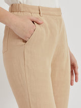 Women's Beige Work Solid Skinny Fit Non-Stretchable Trouser