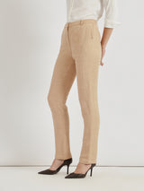 Women's Beige Work Solid Skinny Fit Non-Stretchable Trouser