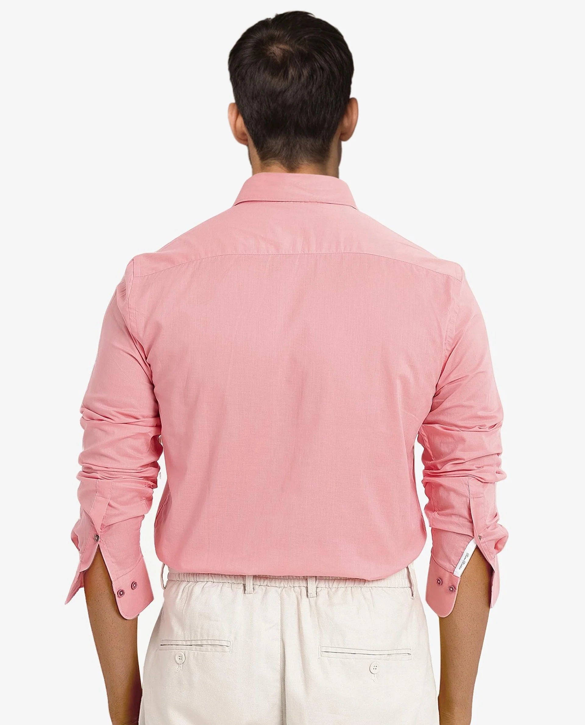 Men's Pink Formal Regular Fit Solid Full Sleeves Shirt
