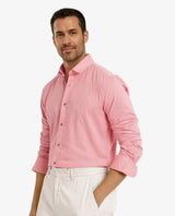 Men's Pink Formal Regular Fit Solid Full Sleeves Shirt