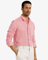 Men's Pink Formal Regular Fit Solid Full Sleeves Shirt