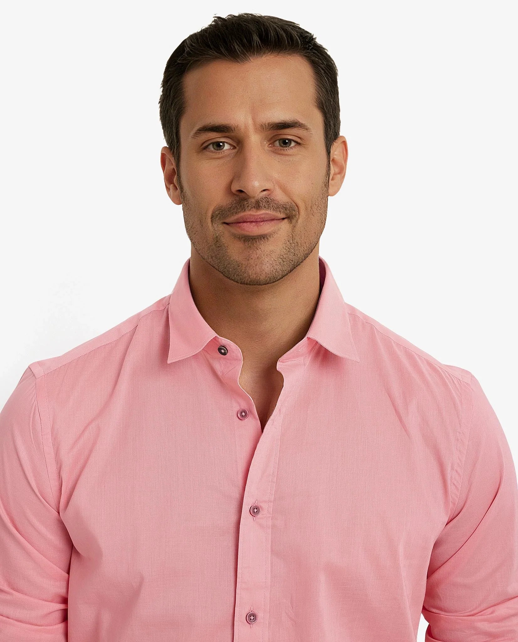 Men's Pink Formal Regular Fit Solid Full Sleeves Shirt