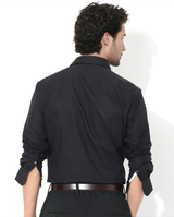 Men's Black Casual Regular Fit Solid Full Sleeves Shirt