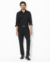 Men's Black Casual Regular Fit Solid Full Sleeves Shirt