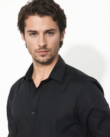 Men's Black Casual Regular Fit Solid Full Sleeves Shirt