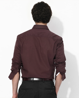 Men's Brown Casual Regular Fit Solid Full Sleeves Shirt