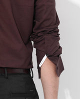 Men's Brown Casual Regular Fit Solid Full Sleeves Shirt