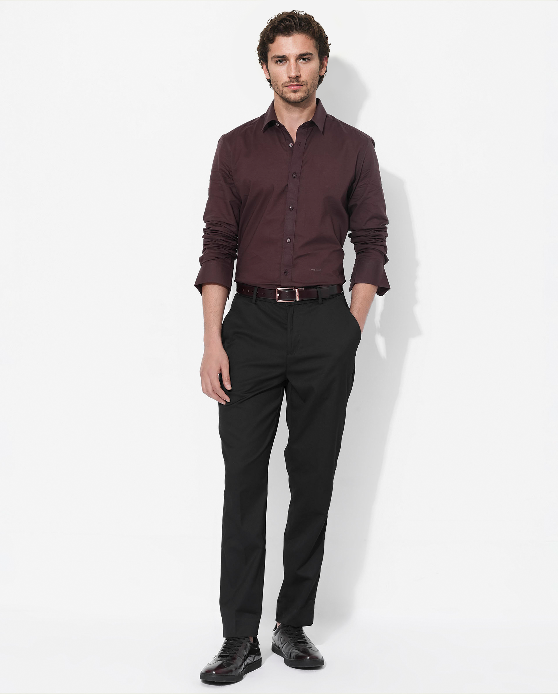 Men's Brown Casual Regular Fit Solid Full Sleeves Shirt