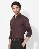 Men's Brown Casual Regular Fit Solid Full Sleeves Shirt