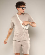 Men's Grey Casual Half Sleeve Co-ords Set