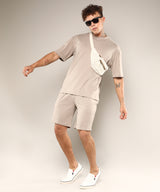 Men's Grey Casual Half Sleeve Co-ords Set