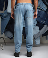Men's Light Blue Carrot-Fit Utility Denim Jeans