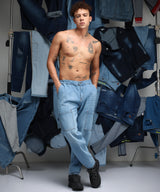 Men's Light Blue Carrot-Fit Utility Denim Jeans