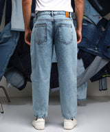 Men's Indigo Blue Acid-Wash Straight-Fit Denim Jeans