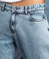 Men's Indigo Blue Acid-Wash Straight-Fit Denim Jeans