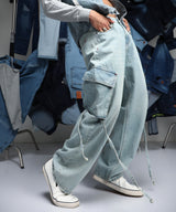 Men's Light Blue Baggy Utility Denim Jeans