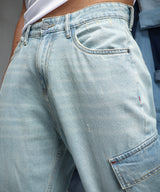 Men's Light Blue Baggy Utility Denim Jeans