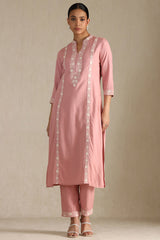Women's Peach Rayon Embroidered Kurta Set With Thread Work