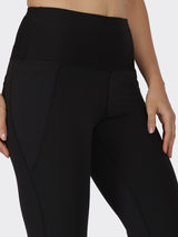 Women's Black Solid Sports High Rise Pant - Tall