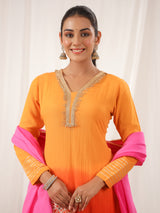 Women's Multicolor Festive Ombre Full Sleeves Kurta Sets