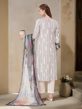 Women's Off White Printed Festive Kurta Set with Trouser and Dupatta