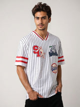 Men's White Casual Oversized Fit Printed Half Sleeves Tshirt