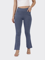 Women's Blue Casual Solid Pant