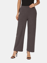Women's Gray Solid Sports High Rise Pant - Tall